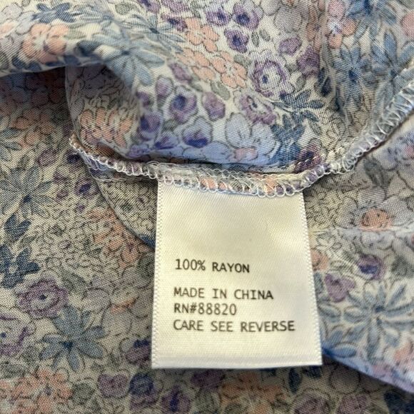 Cynthia Rowley purple pink floral ruffle cap sleeve blouse Size XL New - Picture 7 of 9